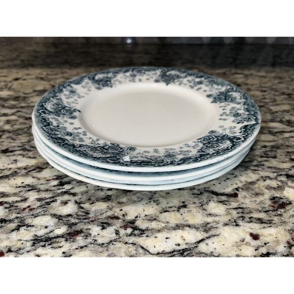 Pitcairns Limited Tunstall England Myrtle Dinner Plates 9" Set of 4 Atq Blue Whi - Picture 11 of 11